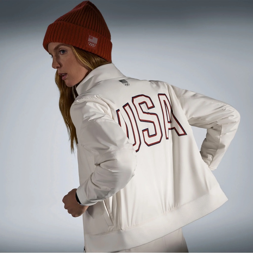 BRAND NEW Figs XS Team USA On-Shift Float Bomber Jacket (Off White)